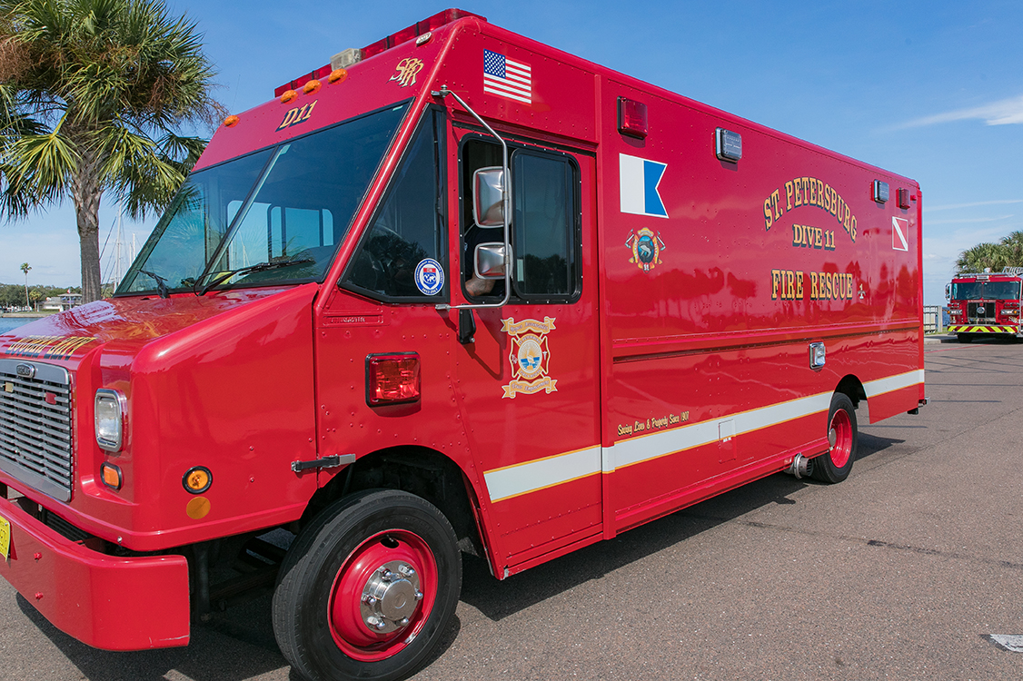 close up of dive truck