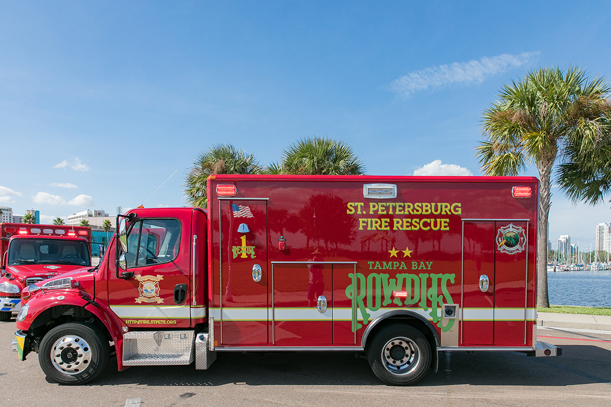 paramedic truck with tampa bay rowdies logo